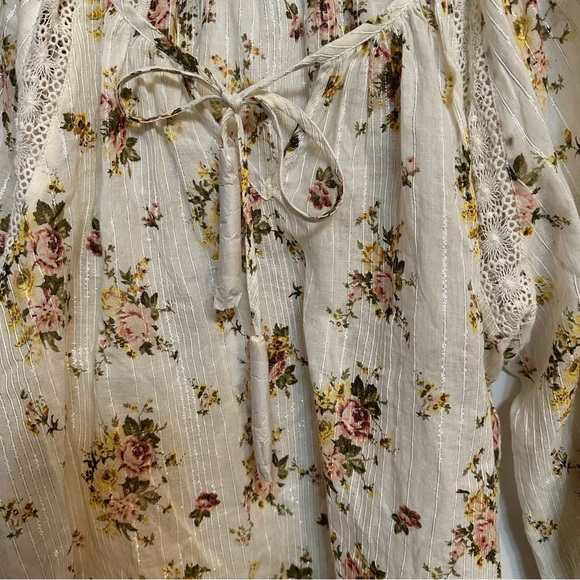 Lovestitch Women's Floral Peasant Blouse Tunic Tassel Tie Size‎ M Multicolor - Picture 3 of 7